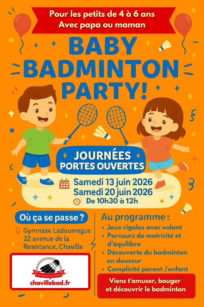 Journées portes ouvertes Bady Badminton Party (enfants de 4 à 6 ans)