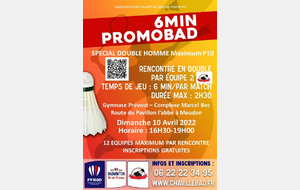 Rencontre de Proximité &quot;Spécial Doubles Hommes&quot; dimanche 10 Avril 2022
